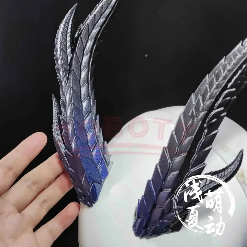 Nezha 2 Aorun Dragon King of the West Sea, conjunto de disfraz de Cosplay, accesorios para orejas de cuerno, traje personalizado azul metálico 3D PLA