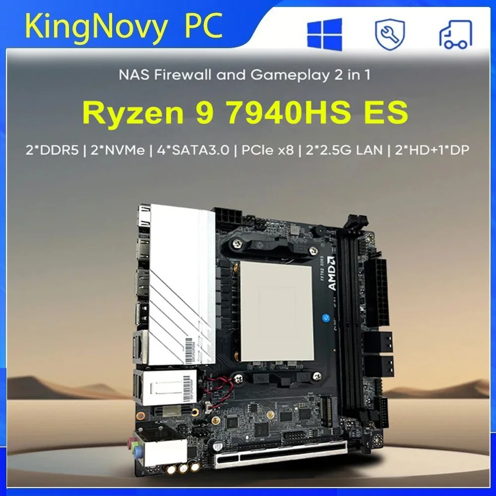 Topton AMD Gaming Motherboard Ryzen 9 7940HS ES 7840HS ES 2xNVMe 4xSATA PCIEx8 2xDDR5 NAS Mainboard 2x2.5G LAN ITX Firewall