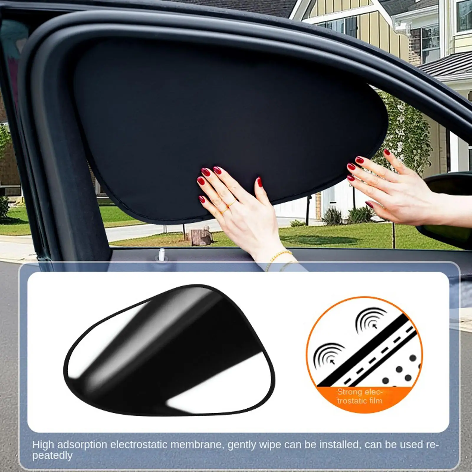 Sommerlicher elektrostatischer Sonnenschutz für Auto-Seitenfenster, Sonnenschutzvorhänge, blendfrei, UV-blockierend, Auto-Sonnenschutzabdeckung