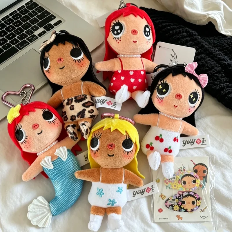 Original TOPTOY Yuyu Dopamine Strap Skirt Leopard Pattern Love Tears Girl Plush Toy Doll Pendant Keychain Bag Birthday Gift Toy
