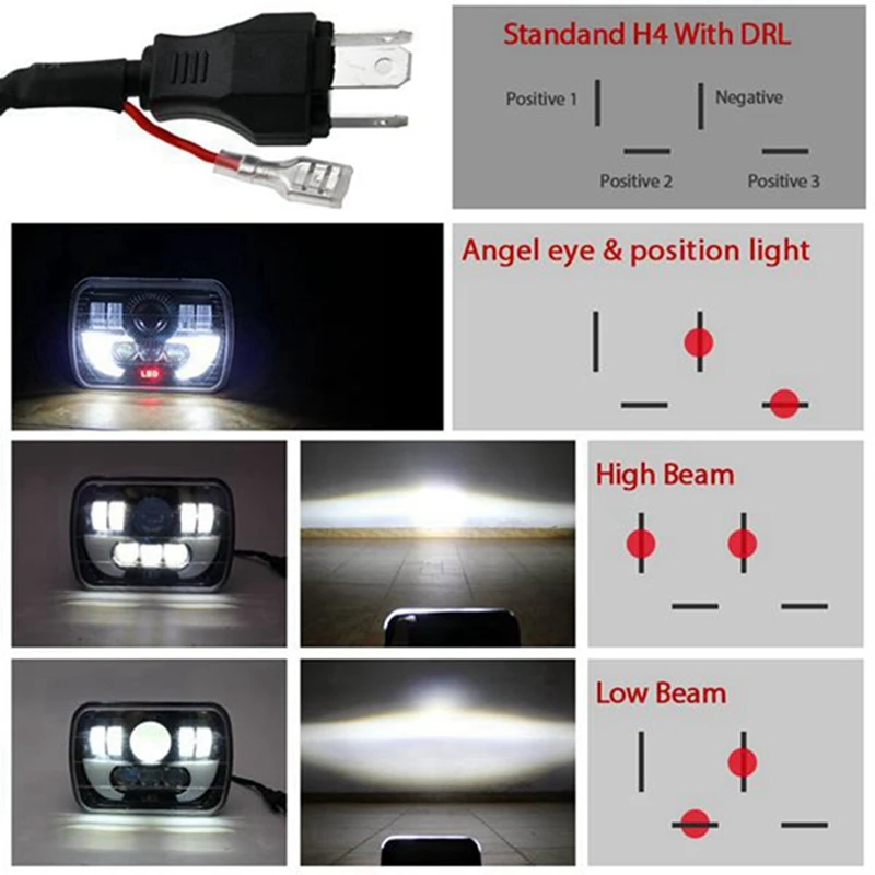 7 Inch Vierkant Dagrijlicht Led-Werklicht Drl Hoog Dimlicht Schijnwerpers Voor Wrangler