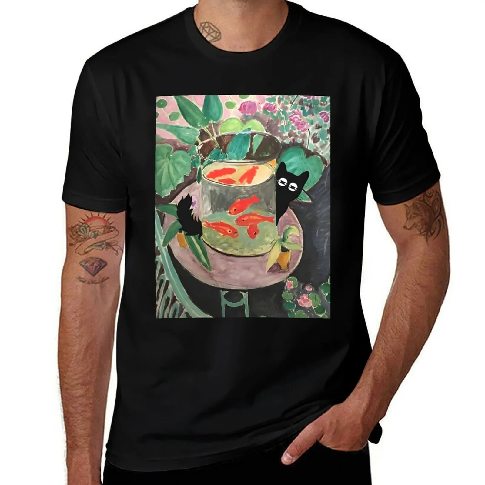 

Matisse The Goldfish with Black Cat T-Shirt basketball graphic tees blue archive Short sleeve tee mens designer clothes
