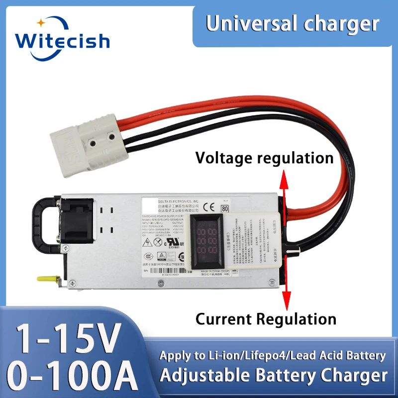 14.6V Lifepo4 Charger 60A 100A 12.6V 60A 100A Lithium Battery 14.7V Lead Acid Battery 0-15V Adjustable Quick Fast Adapter