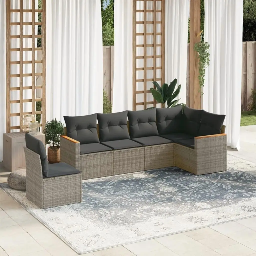 

Garden Sofa Set Gray PE Rattan Powder Coated Steel Polyester