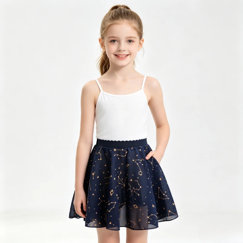 

Ballet Dance Skirts, Summer Chiffon Tutu Skirts, Constellation Galaxy Star Moon Dance Birthday Party Skirt for Kids Girls