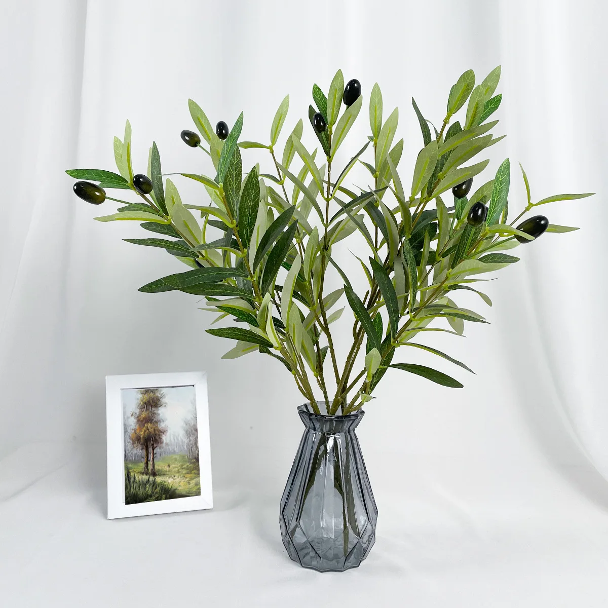 3 piezas de hojas de olivo artificiales de 4 ramas con frutos, directamente del fabricante, plantas verdes artificiales, flores artificiales para sala de estar, decoración de mesa de comedor, adornos, ramas de olivo verdes artificiales de 4 ramas con frutos, ramas de olivo falsas, decoración para el hogar, accesorios para fotografía, materiales para arreglos florales, adornos decorativos