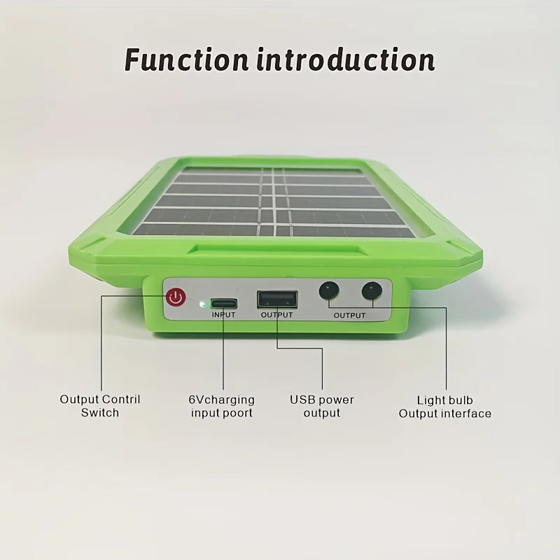Зеленый портативный солнечный аварийный аккумулятор емкостью 3000 мАч + 2 лампочки, подходит для отключения электроэнергии дома или зоны, принимает базовое необходимое для экстренного использования