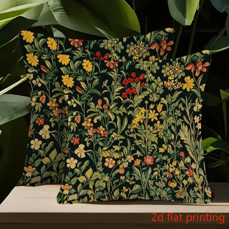 

2PCS Printing Vintage Floral Throw Pillow Covers 18.0x18.0 Inch- Double-Sided Soft Decorative Cushion Shams with Zipper Closure