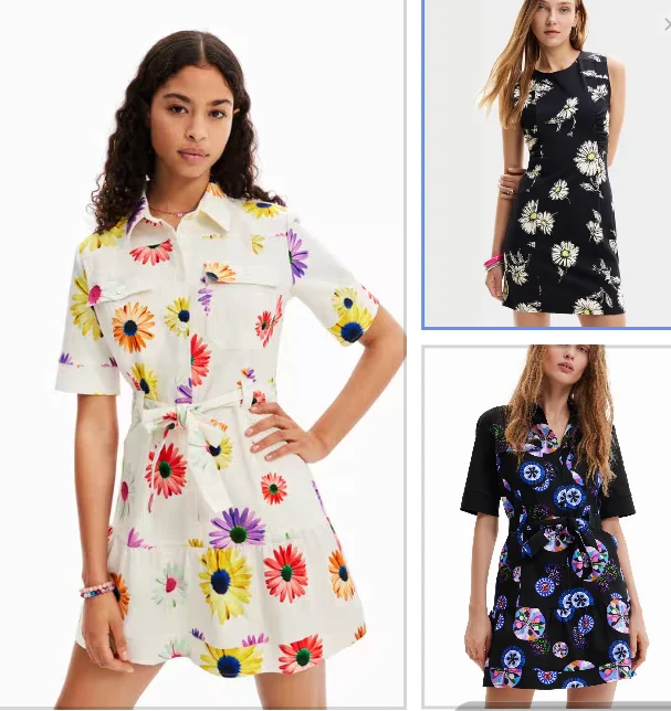 

Foreign trade Spanish fashion new printed belt elastic short sleeve lined dress