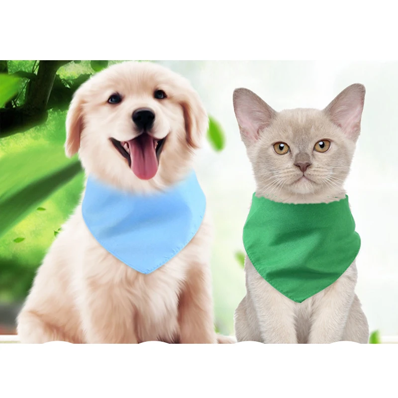 Customized pet cotton scarf  DIY pet pattern printing text and logo Custom with adjustable triangular shape Cat Dog Accessories view 3