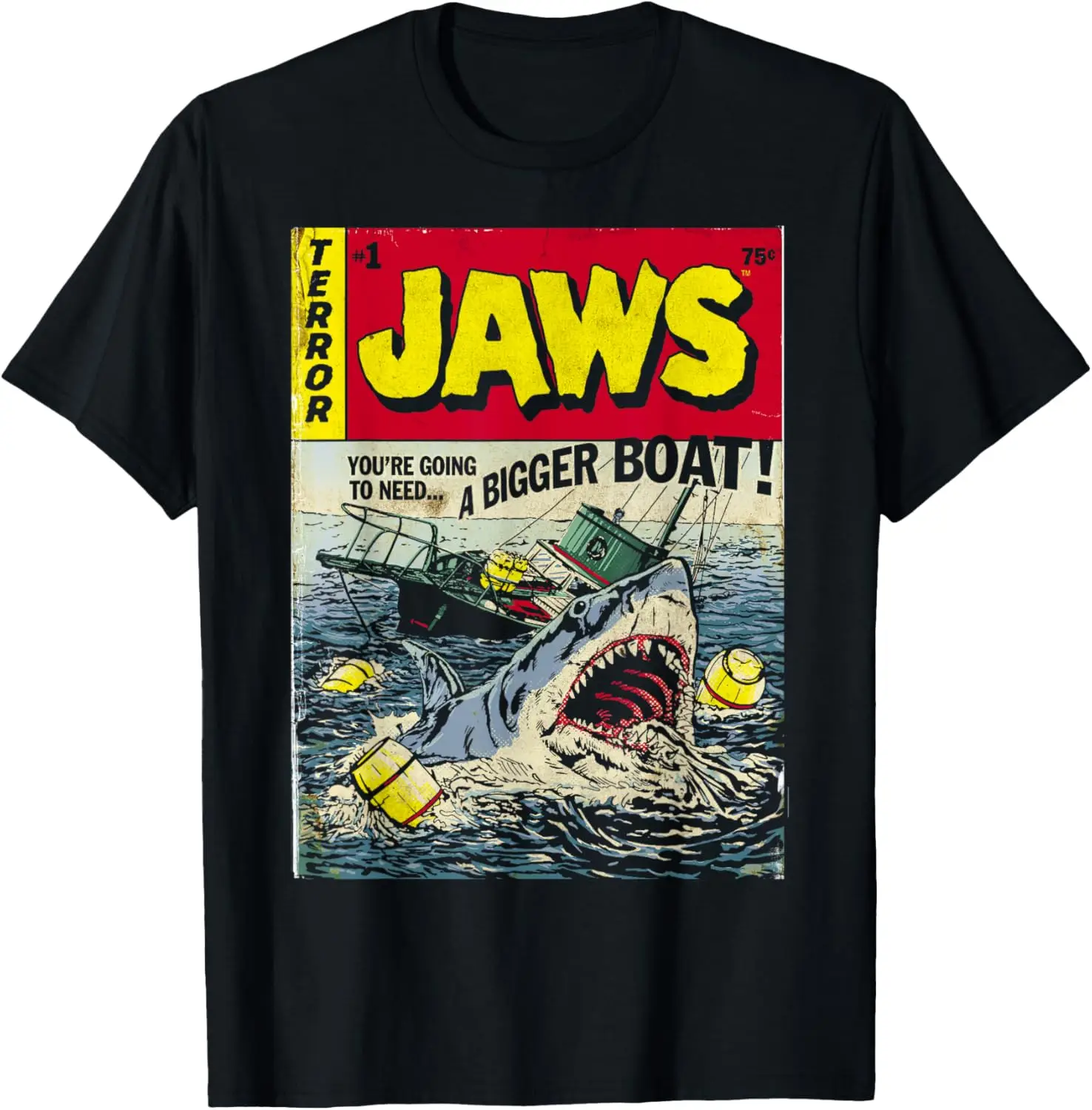 

Jaws Pulp Attack Comic Cover Short Sleeve T-Shirt Graphic T Shirts Unisex Cotton Vintage Round Neck Tees Short Sleeve