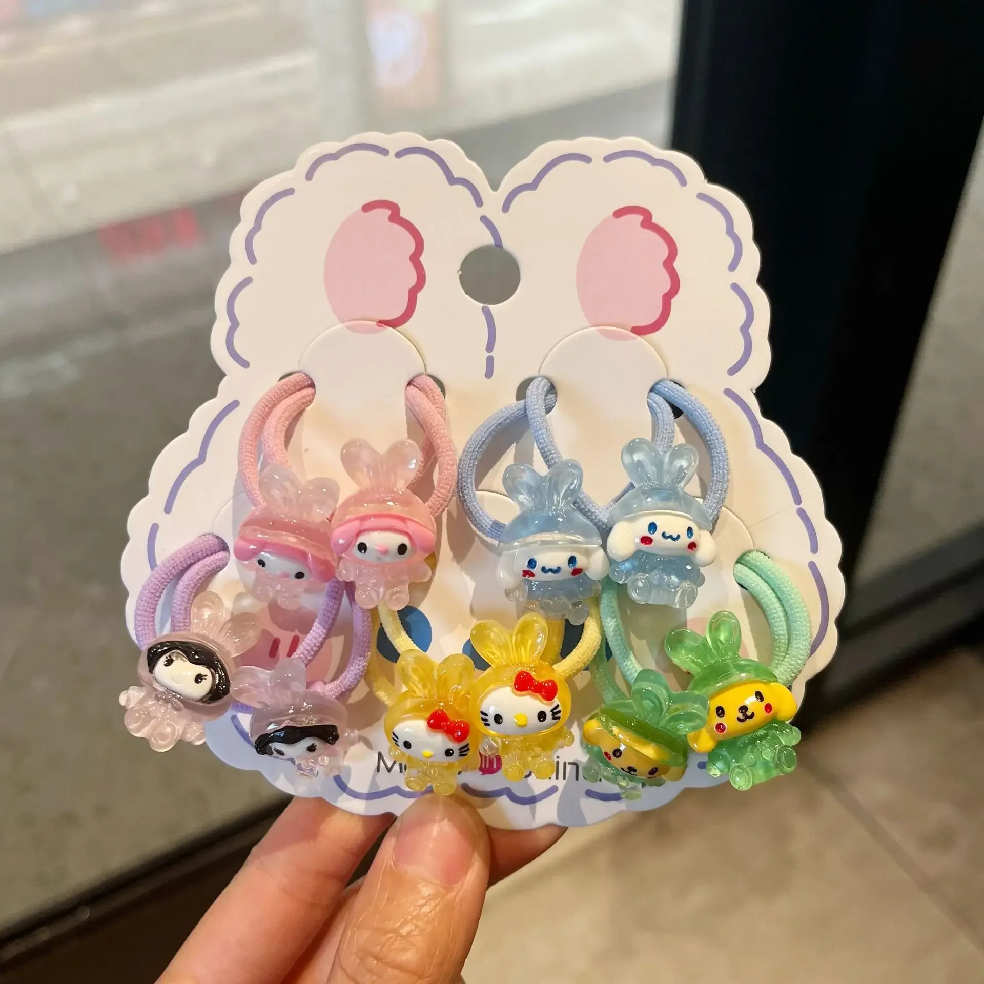 10pcs Cute Sanrio Acrylic Hair Ties Cinnamoroll Kawaii Fashion Hair Styles Hair Ropes Accessories for Girls Women Gifts Headwear