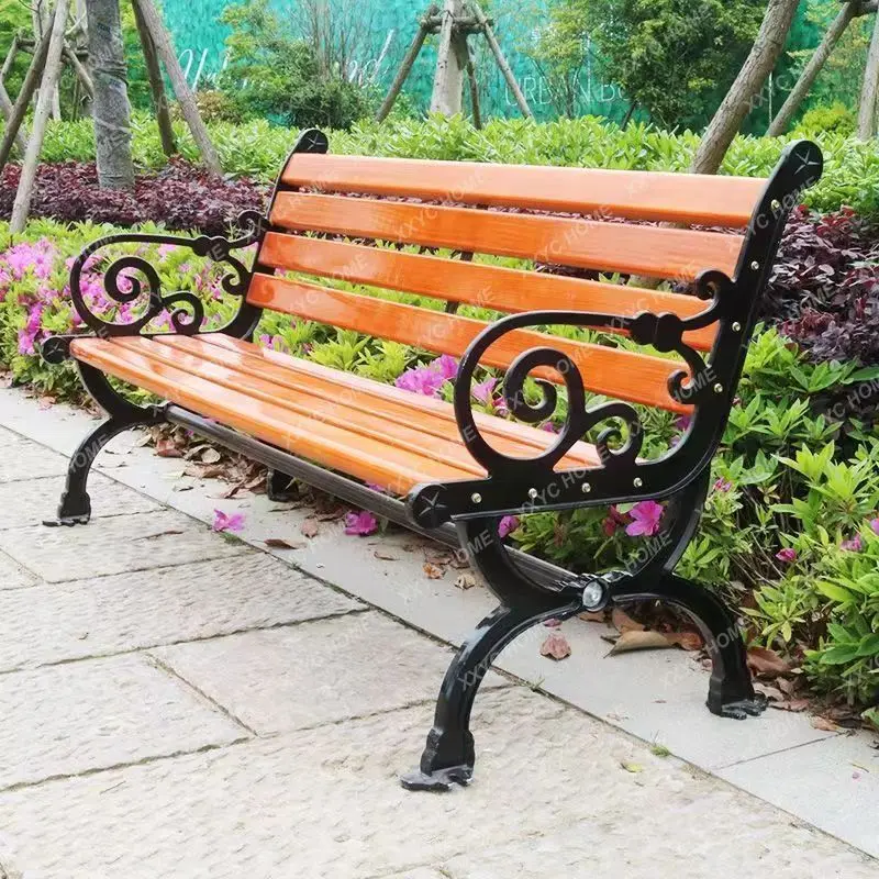 Park Chair Outdoor Bench Backrest Spray Edge Cast Iron Art Garden Forest