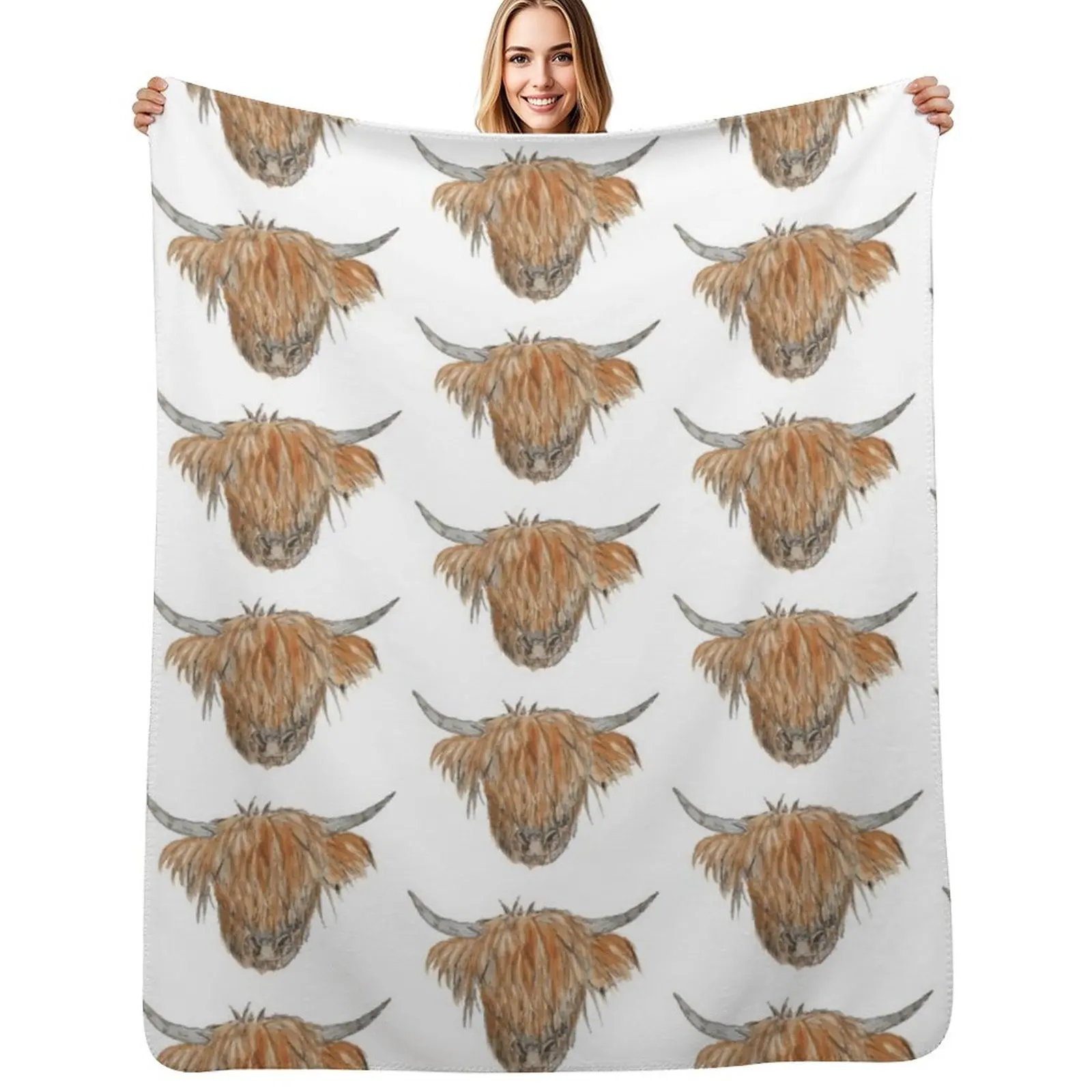 

Highland Cow Throw Blanket Travel Size Cozy Blanket for Plane Train