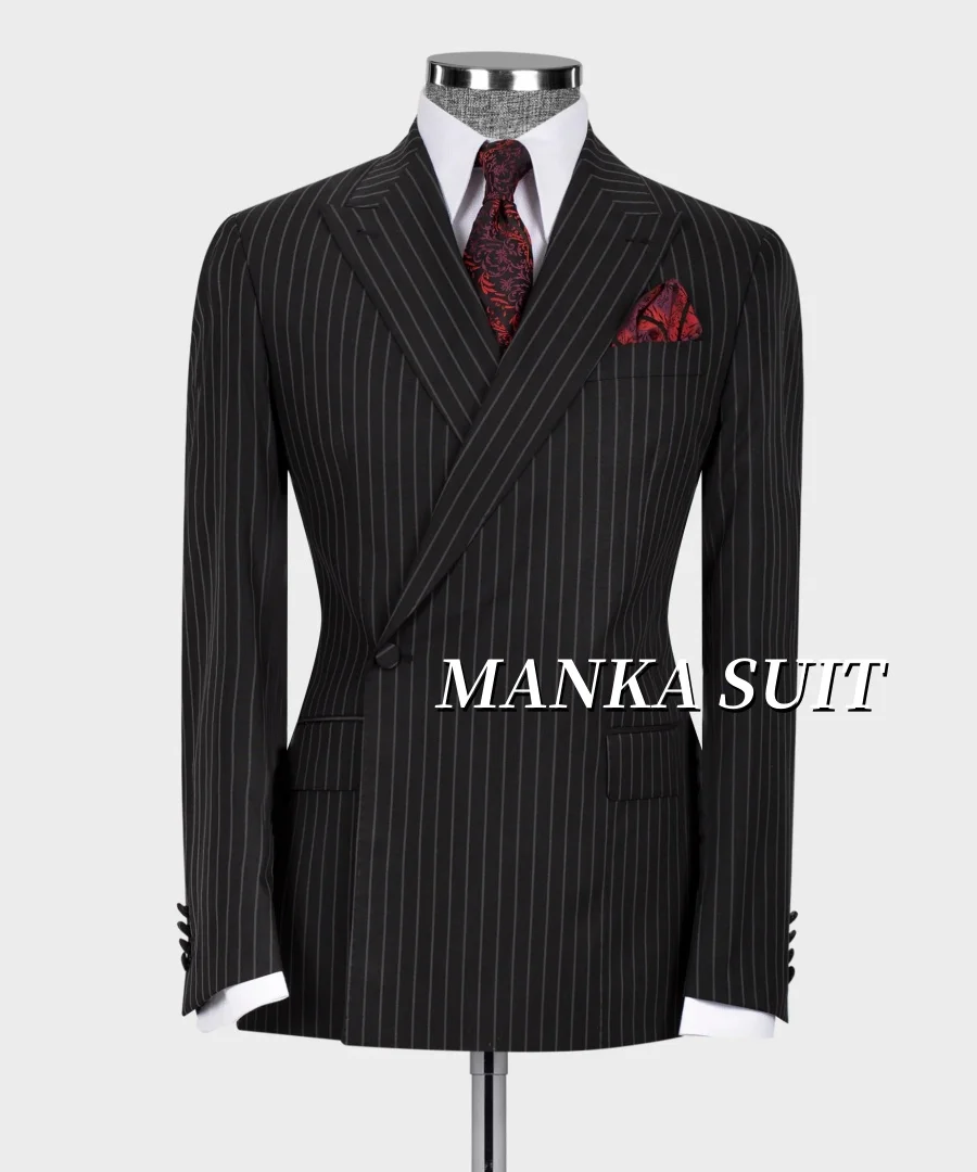 Peak Lapel Double Breasted Men's Suits 2PCS Blazer Pants Formal Party Business Office Suits for Men Customized  Men's set