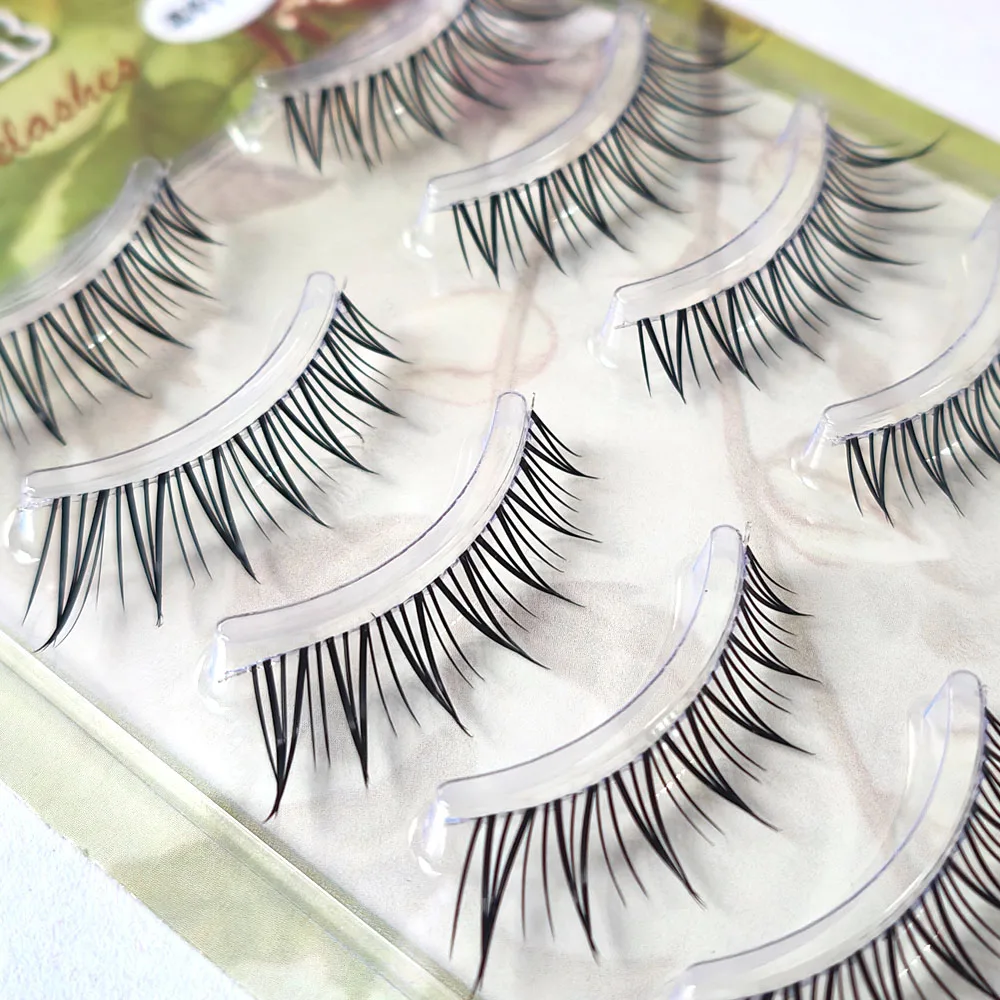 ICYCHEER 5 Pairs Natural Fox Eye False Eyelashes Fairy Comic Eye Manga Lashes Invisible Band Soft Natural Eyelashes Extension