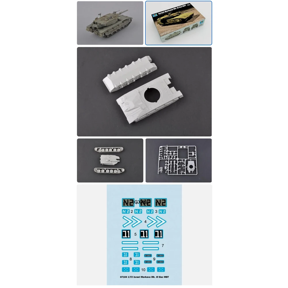 Trumpeter 07104 1/72 Scale Israeli Merkava MK III BAZ MBT Main Battle Tank Assembly Plastic Military  Model Building Kit