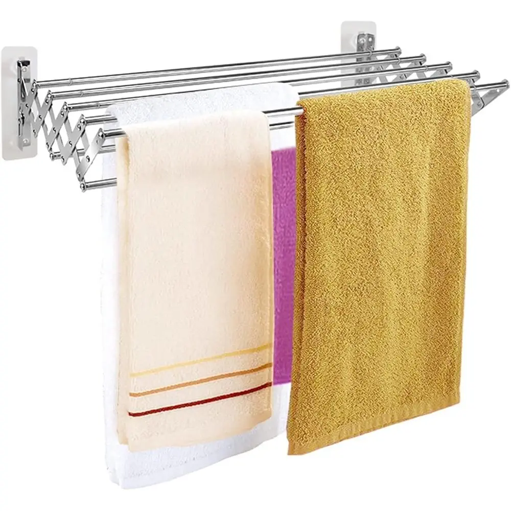 

Indoor Retractable Clothes Drying Rack: Wall-Mounted, Space-Saving, Adjustable Hangers, Easy Install