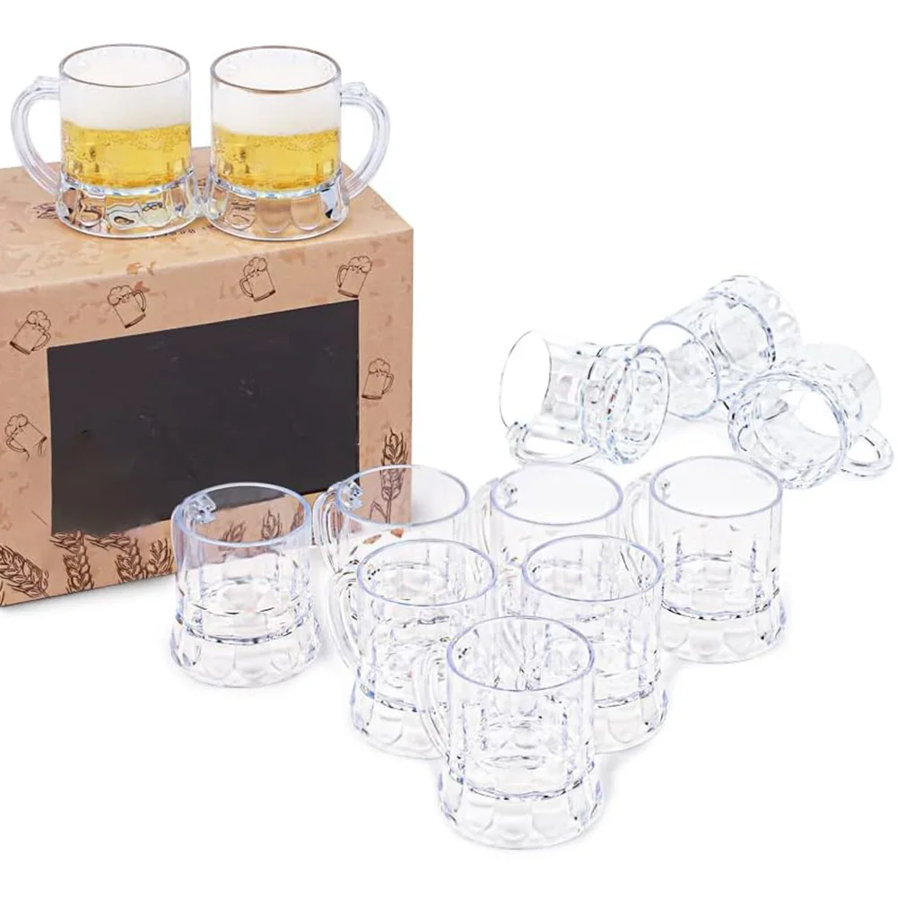 

Mini Plastic Beer Mugs,1oz Clear Plastic Beer Glasses,Reusable Beer Stein Tasting Glasses Whiskey Juice Cups for Beer Festival