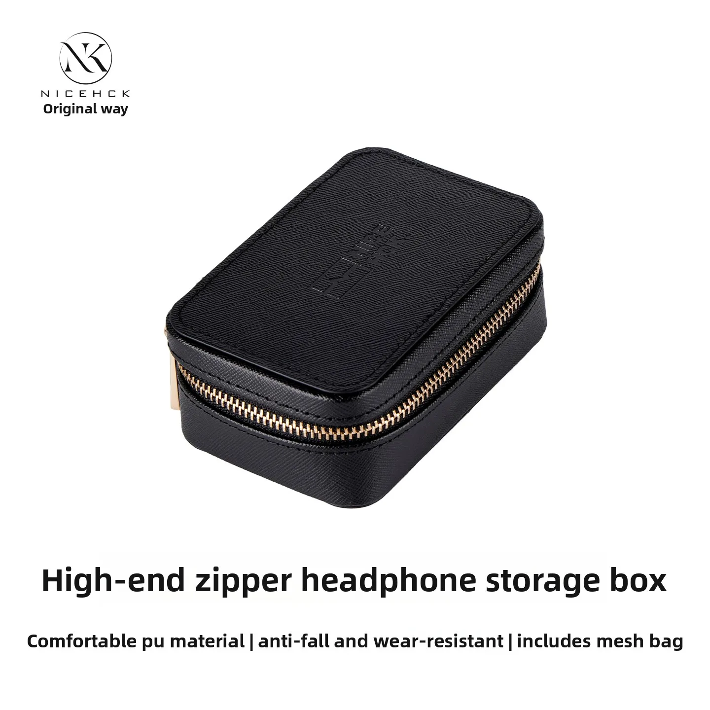 

NICEHCK Premium Black Square Zipper Earphone Case Shockproof Compression-resistant Portable Storage Bag for Wired Earbuds