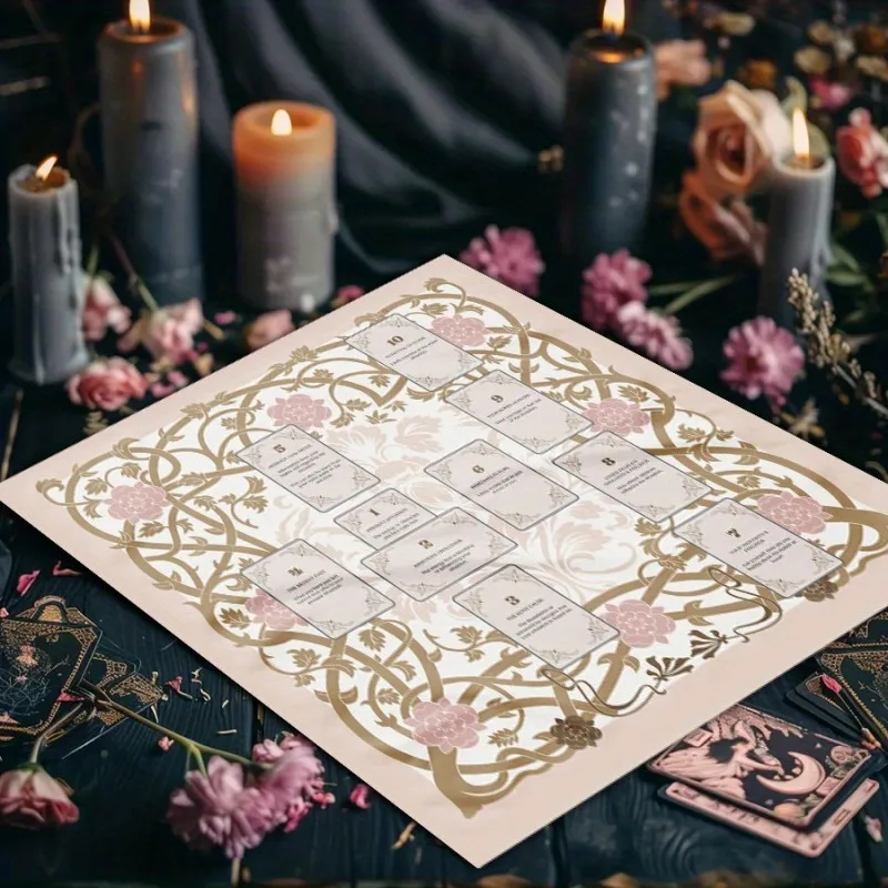 The Life Tree And Mysterious Crystal Design Tarot Tablecloth Fortune-Telling Retro Astrological Card Pad Game Home Decoration