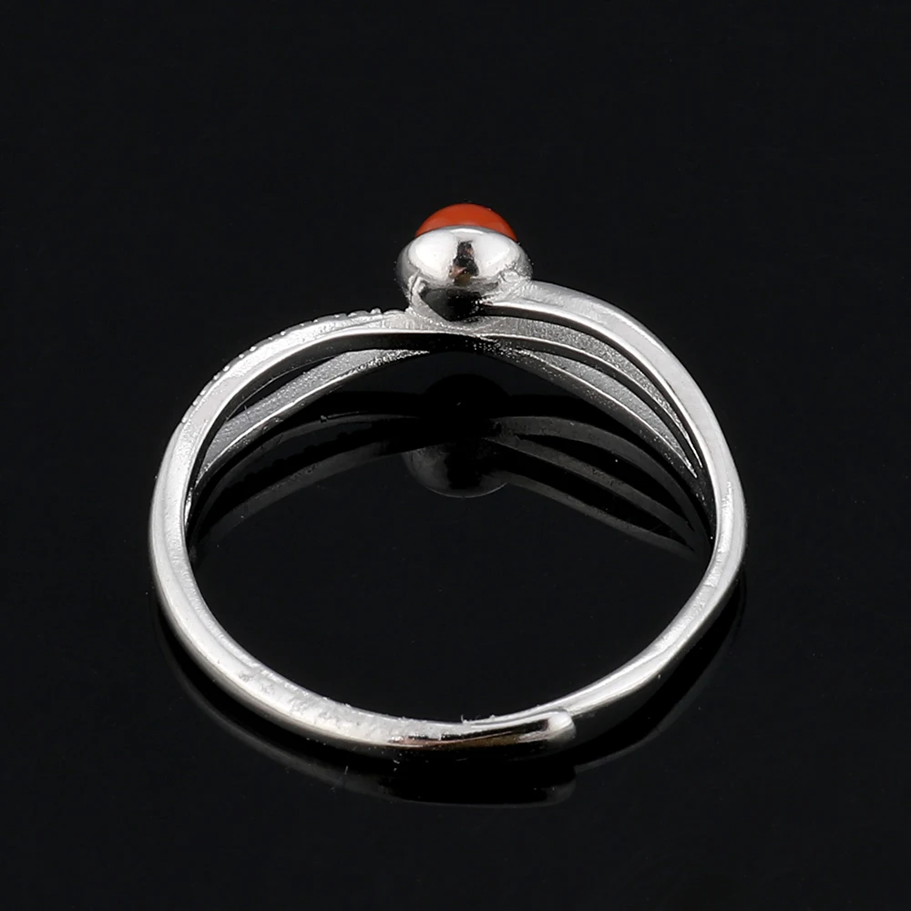 100% natural red agate jewel ring, suitable for women adjustable copper-plated silver ring, for parties and gifts