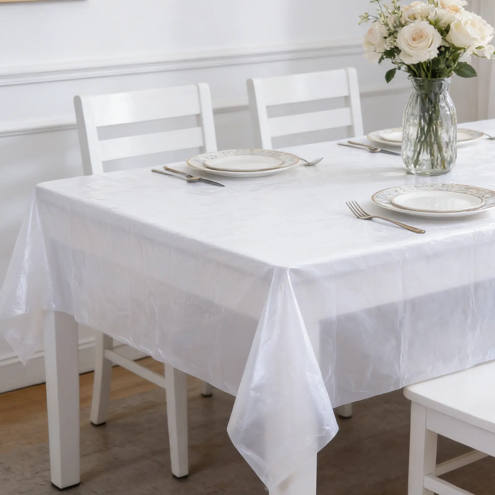 Extra Thick Plastic Tablecloth Waterproof Reusable for Dining Room Kitchen Party Events Heavy Duty Clear Cover