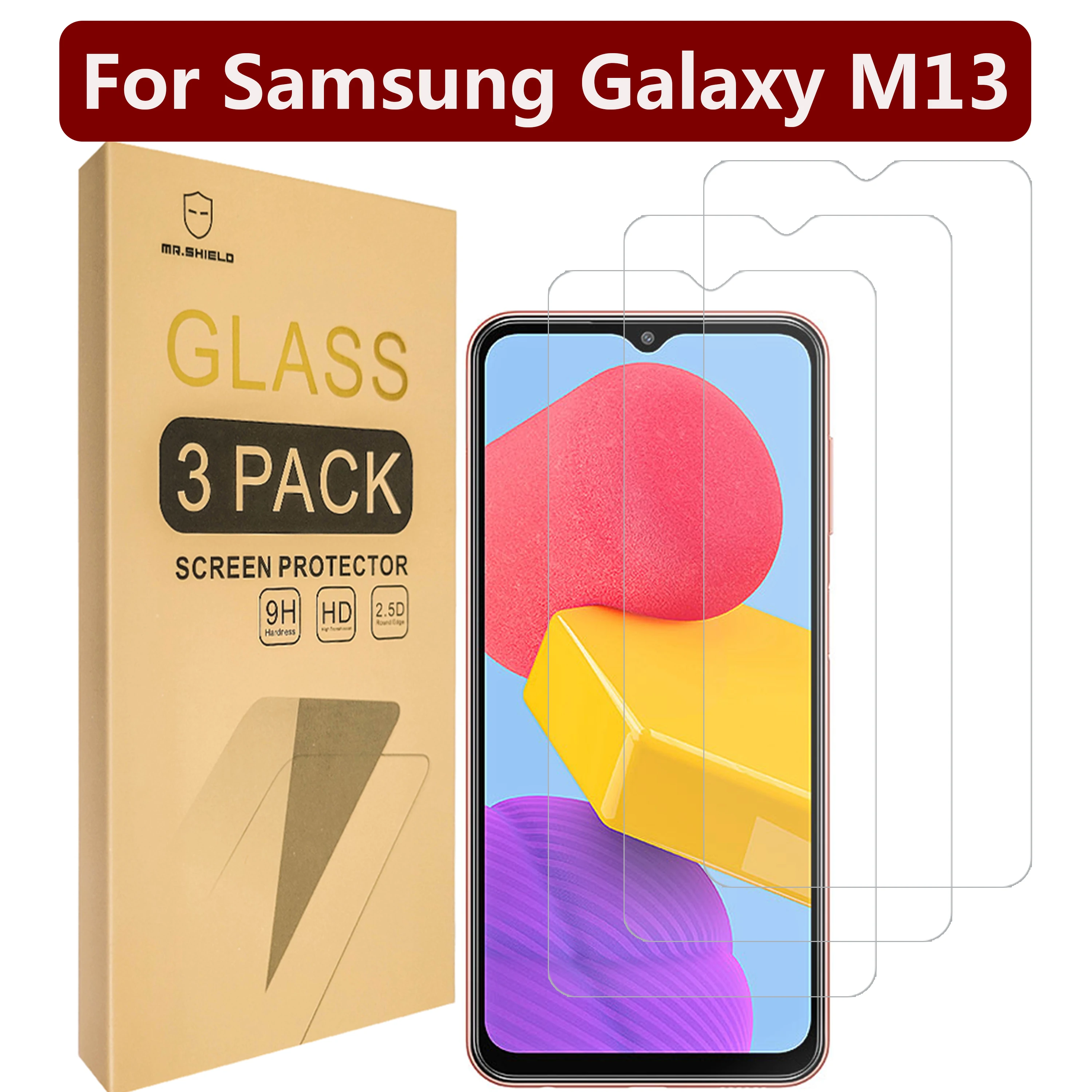 

Mr.Shield [в 3 упаковках] предназначен для Samsung Galaxy M13 / Galaxy F13 [закаленное стекло] [Японское стекло с твердостью 9H]