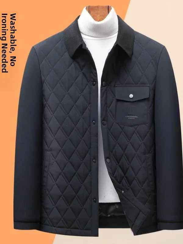 

plus Size Men's irt Collar Jaet Busin Casual Lightweight Cotton Filled Coat Full Coverage ort Length Spring Season