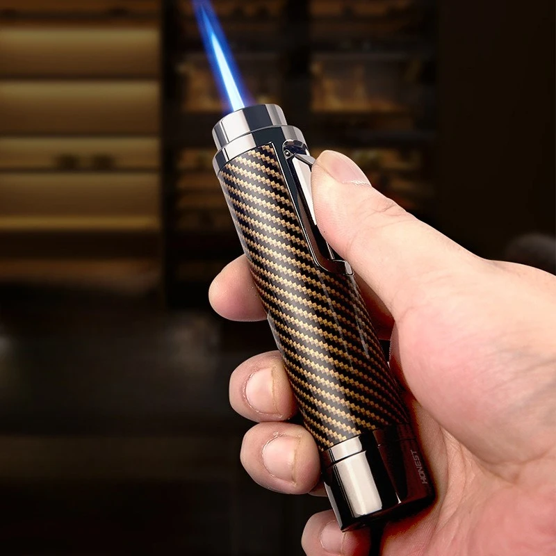 Nouveau briquet à cigares honnête, flamme bleue gonflable, aiguille à cigares cachée coupe-vent, perceuse à cigares de 7.5MM