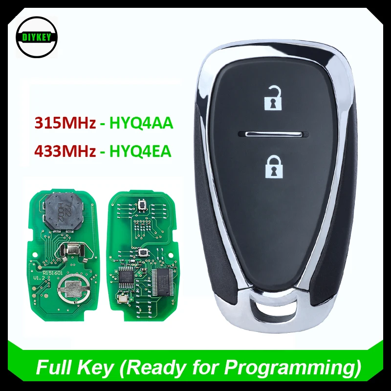 DIYKEY HYQ4EA / HYQ4AA Smart Remote Key Fob 2 Button 315MHz/433MHz for Chevrolet Cruze Trax 2017 2018 2019 2020