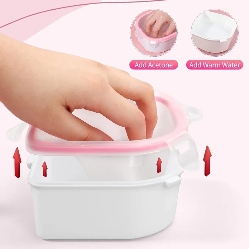 Gel Nail Polish Remover Kit Nail Soak Off Bowl for Acrylic Nails Manicure Tip Treatment Remover with Cuticle Pusher Nail Tools