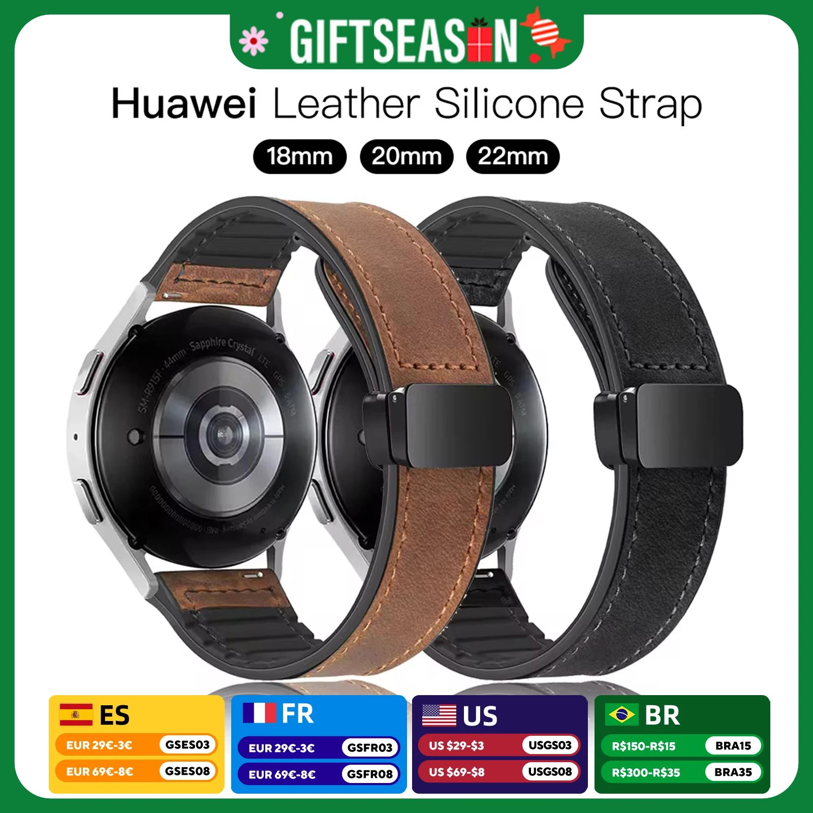 Leather Silicone Strap for Huawei Watch GT 5 4 46mm 41mm Band Wristband Bracelet for Huawei GT5 GT4 GT3 Pro GT2 20mm 22mm Strap