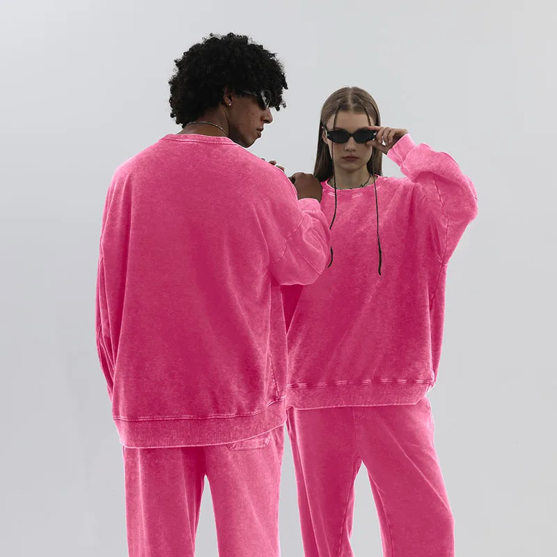 

Vintage Washed Hoodie Sweatpants Set Oversized Couple Streetwear Casual Unisex Loose Fit Plus Size Matching Sportswear Tracksuit