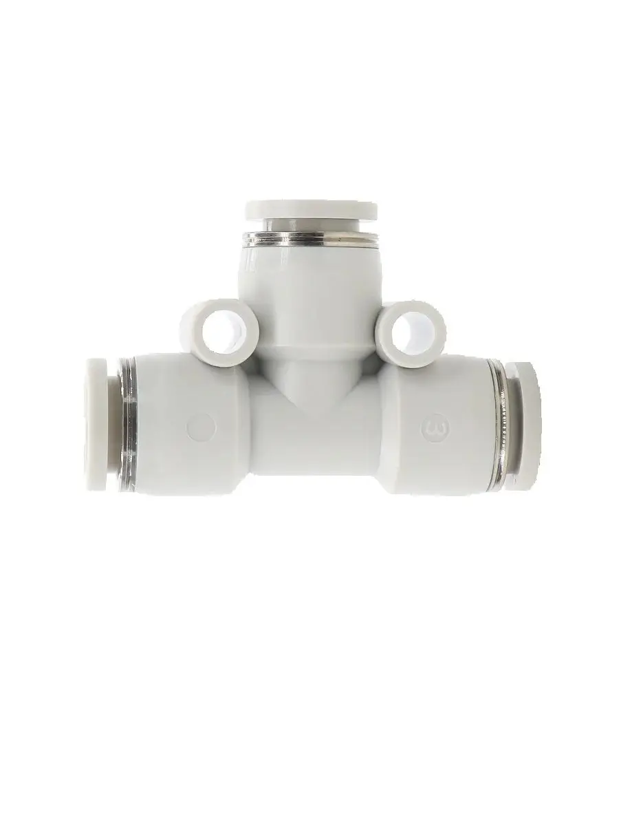 10pcs Pneumatic Fittings PU T-shaped Gray White Three-way Quick Connector Tracheal Joint PE4-6-8-10-12 AirTac-type