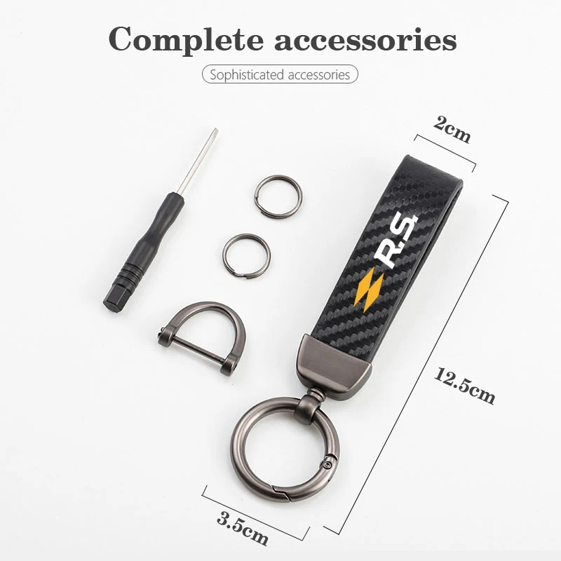 Car Keychain Carbon Fiber Leather Alloy For Renault Fluence Captur Megane Clio Kadjar Talisman Arkana RS Line Logan Kwid