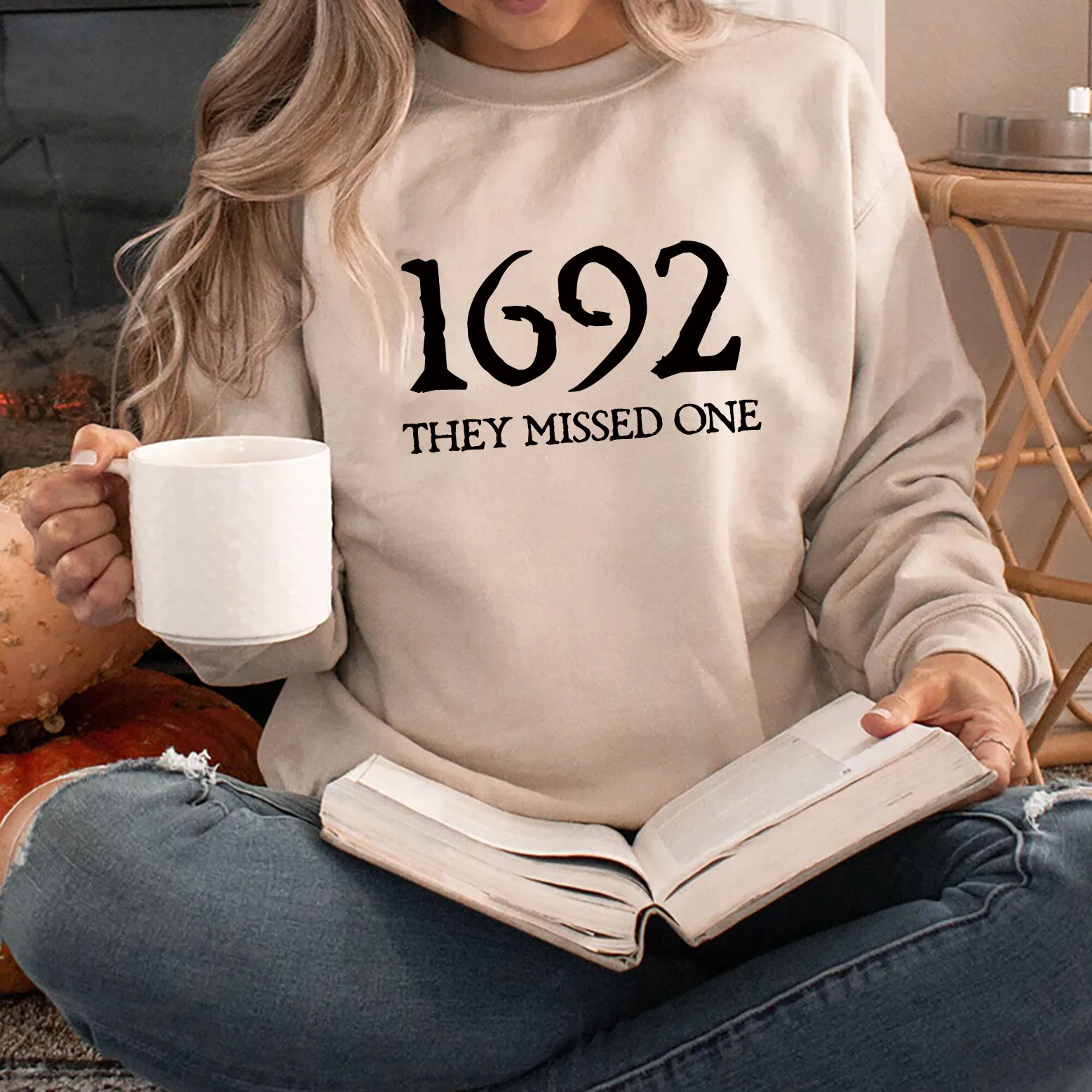 Autumn Winter Long Sleeve Women Top Witch 1692 They Missed One Halloween Sweatshirt Spooky Season Halloween Clothing Gift