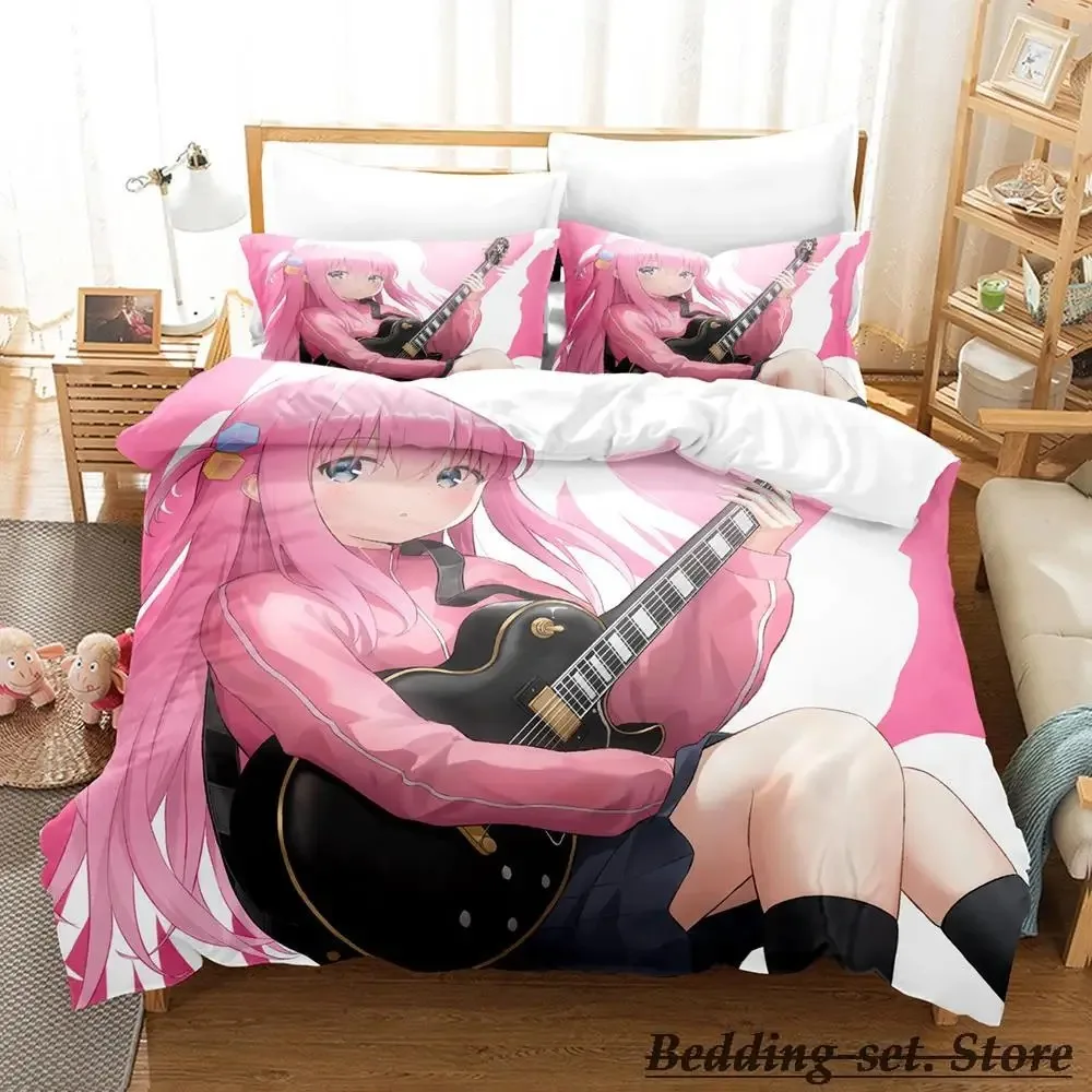 Gotou Hitori Bedding Set Single Twin Full Queen King Size Bed Set Adult Kid Bedroom Duvetcover Sets Anime parure de lit Bed