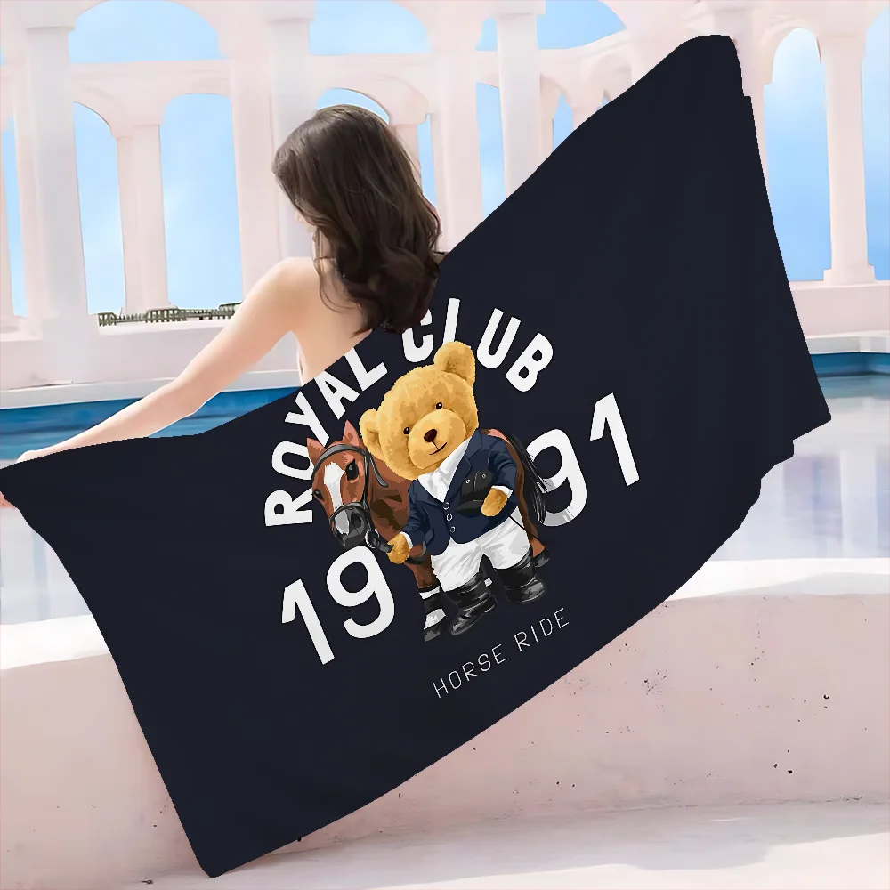 P-Polo Teddy Bear Anime Beach Towel Colorful Bath Towels For Girl Microfiber Quick Dry Custom Sand Free Beach Yoga Spa Gym Pool