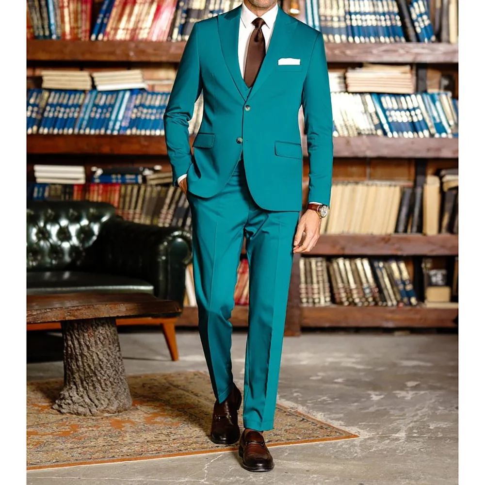 

High-end Single Breasted Peak Lapel Business Work Commute Office Male Clothing 2 Pieces Jacket Pants
