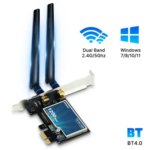 fenvi AC1200 WiFi 5 PCI-E Wireless Adapter Bluetooth 4.0 Dual Band 5G/2.4G Wi-Fi For Intel 802.11ac Network Card Win 7/8/10/11