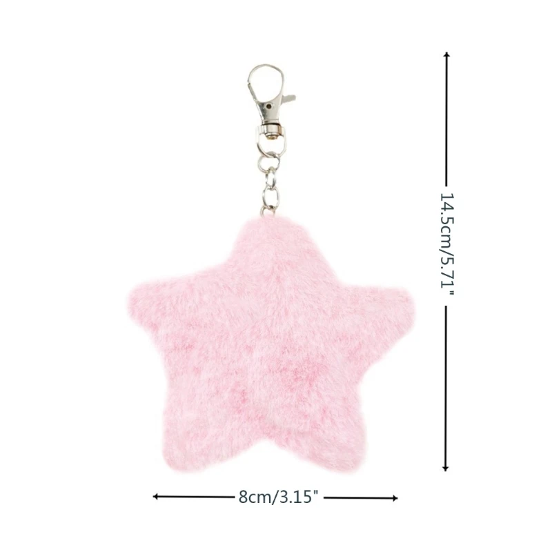 Plush Five-pointed Star Keychain Car Keyring Backpack Handbag Charm Pendant Drop Shipping