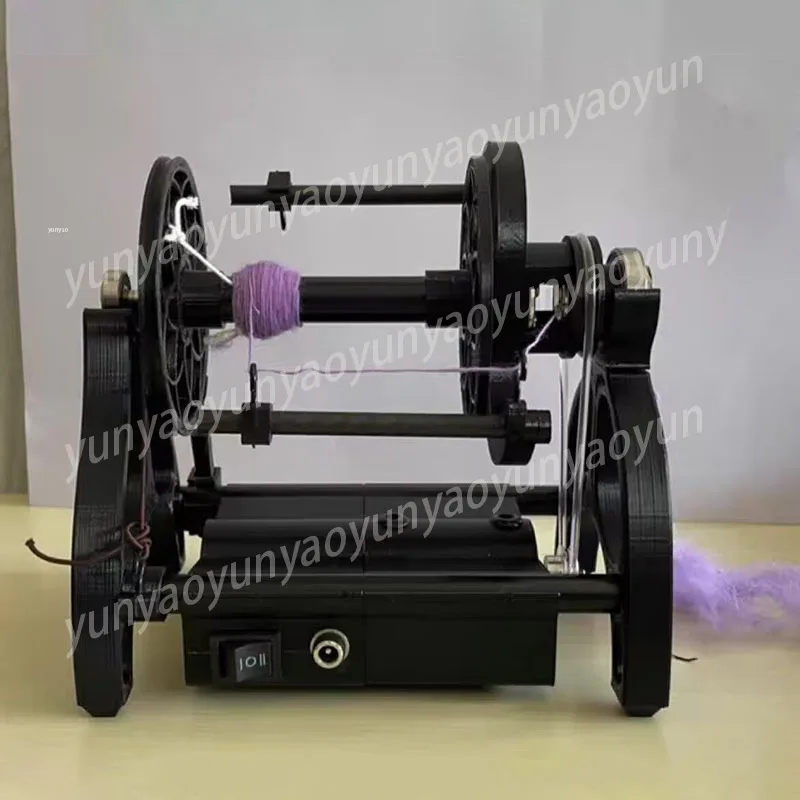 12V Adjustable Speed Display Mini Electric Spinning Wheel, Wool Fiber Cotton Yarn Twist
