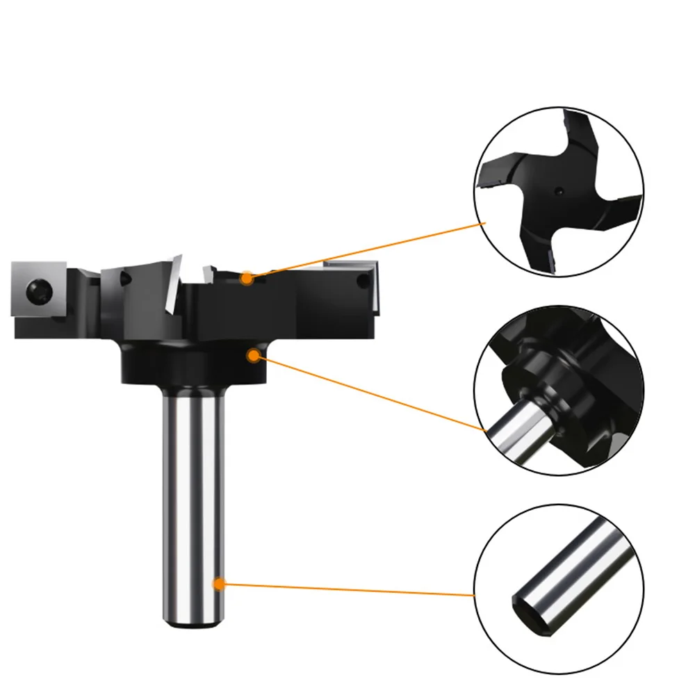 4-Flute Wood Planer Bit 76mm Cutting Diameter 12.7mm 12mm Shank Spoilboard Surfacing Router Bit Insert Carbide Slab