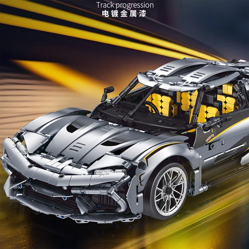 2023 New High Tech Technical 1:10 RC Sports Car SML 7PC Electro Building Blocks Model MOC Bricks Toys for Boys Birthday Gift Set