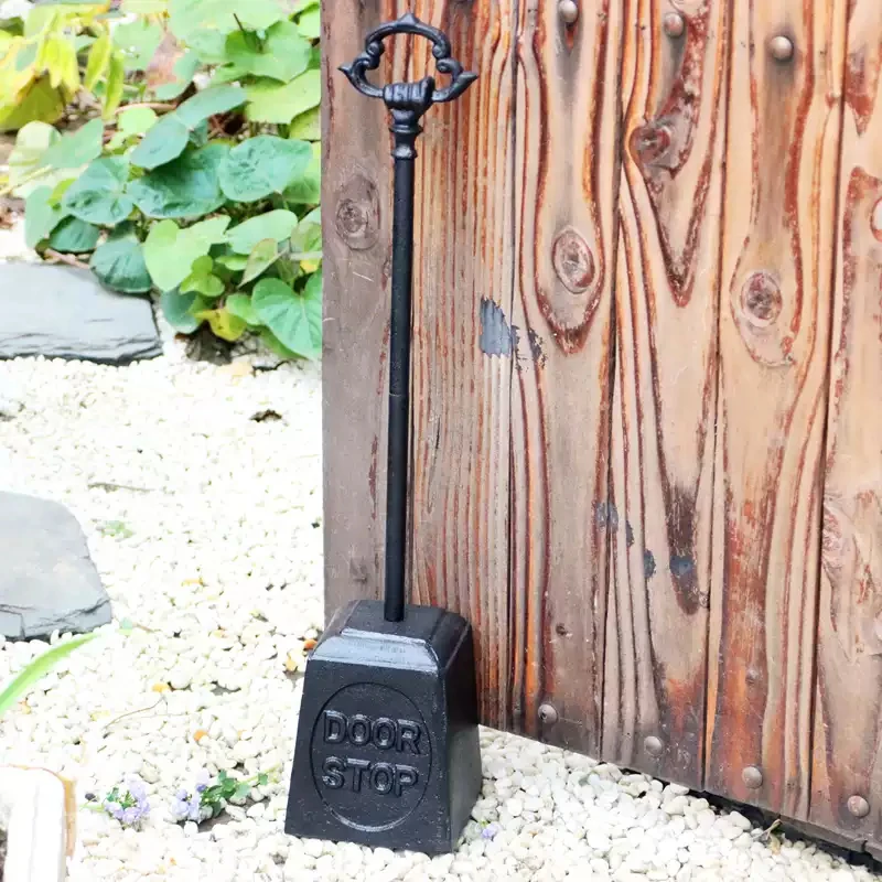

100% чугунный тяжелый дверной стопор со знаком DOOR STOP Дверной стопор со стержневой ручкой Винтаж Черный Для входной двери Садовые ворота Дверной Porter