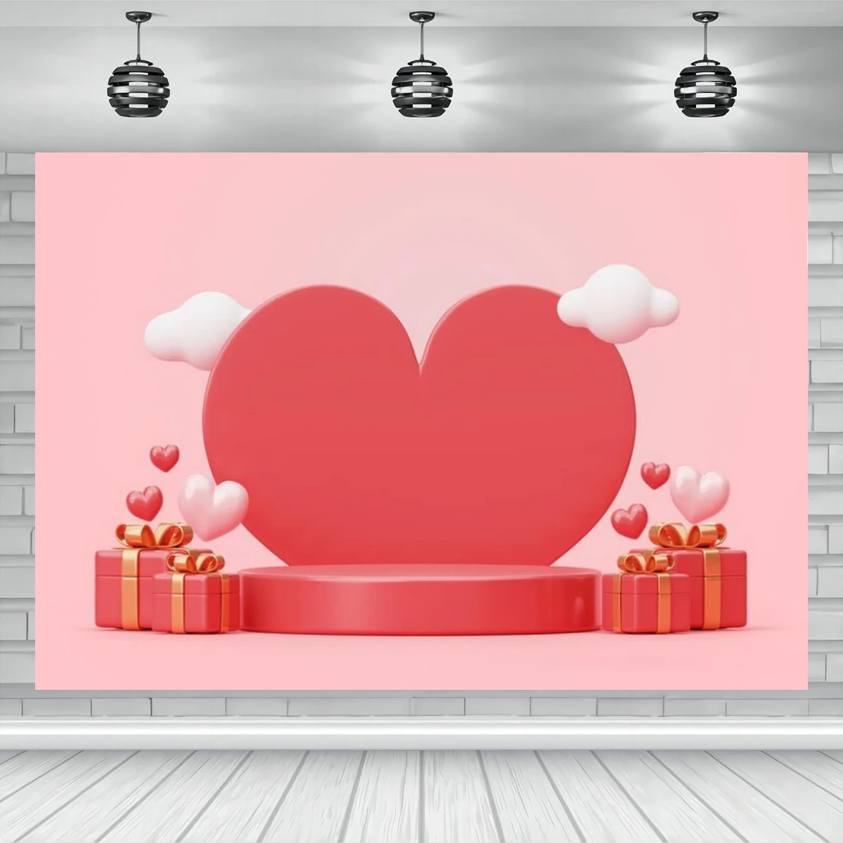 

Pink Love Heart Backgrounds Present Name Photo Customize Backdrops Valentine's Day Decorations Wedding Party Photography Banner