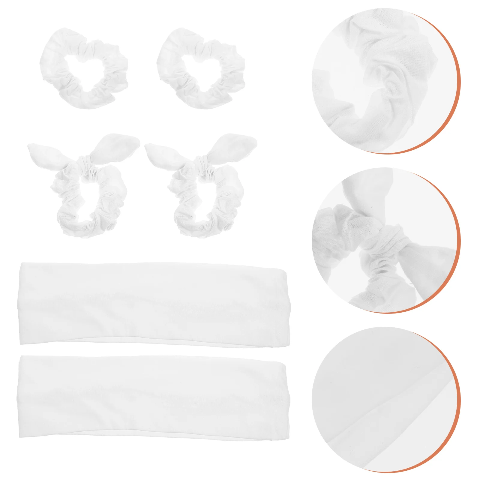 1Set elastische weiße Kaninchenohr-Haargummi Scrunchy Bands Pferdeschwanzhalter Haarschmuck für Frauen elastische weiße Stirnbänder