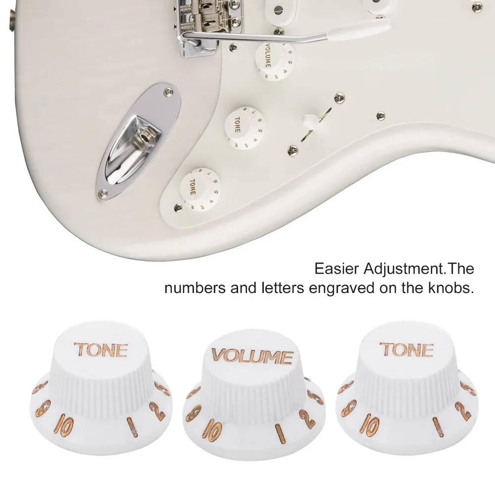 3PCS 1 Volume 2 Tone Guitar Control Knobs Plastic Material White Color Guitar Knob Set Speed Control Knobs For Electric Guitar
