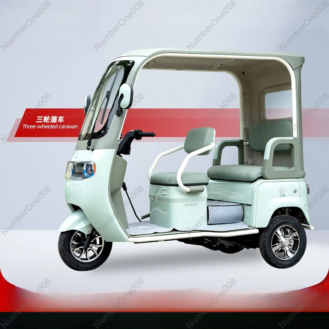 Canopy Trike, Family Leisure Three-Wheeler with Roof, Small Commuter Cargo Tricycle